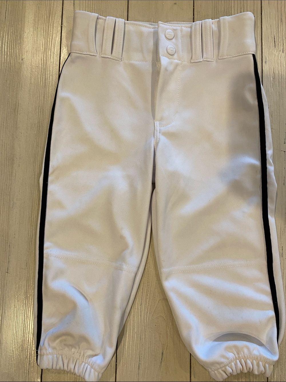 Kids White Baseball Pants with Black Side Stripe - Unbranded